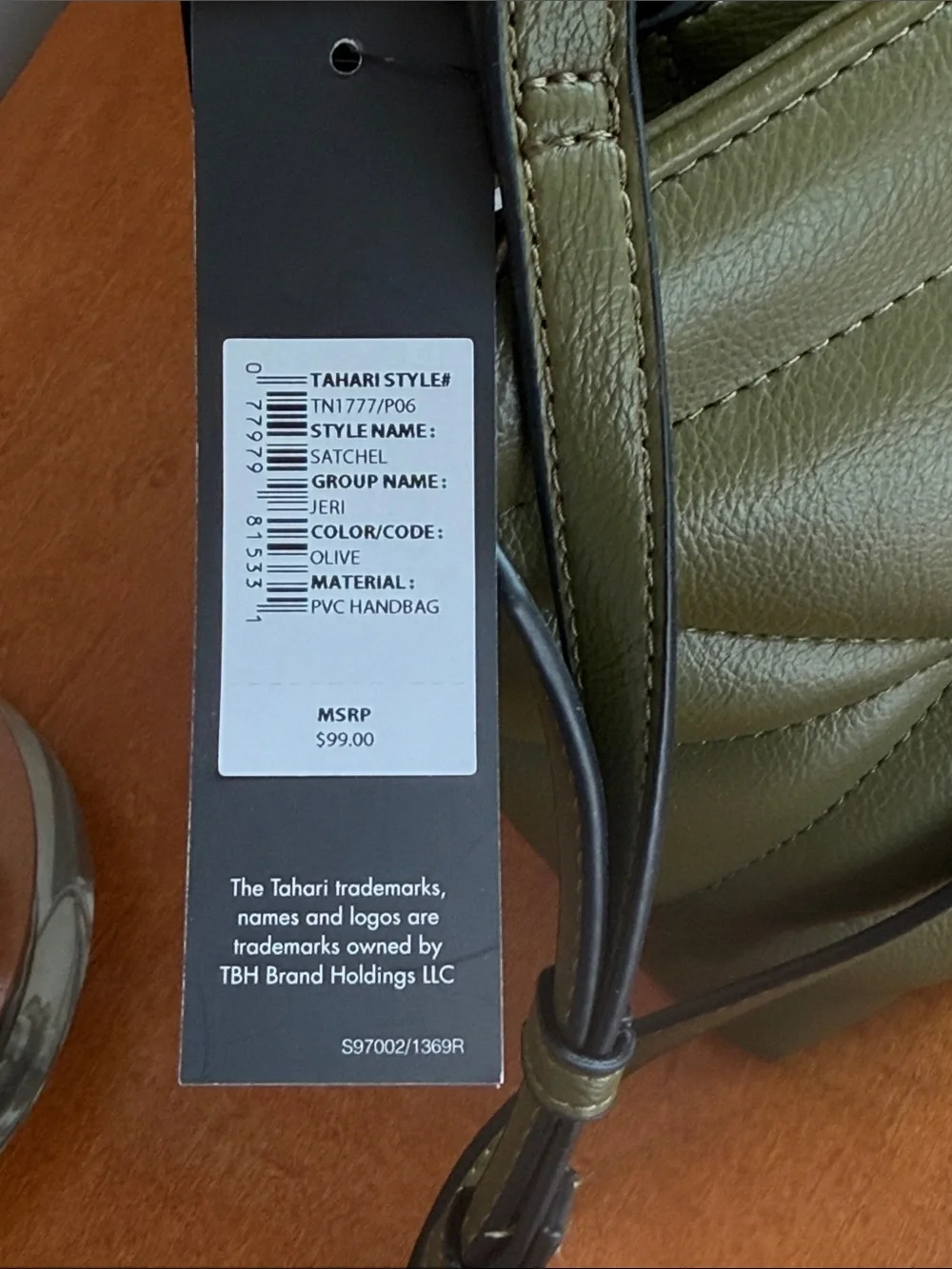 Tahari Olive Quilted Crossbody with Adjustable Strap